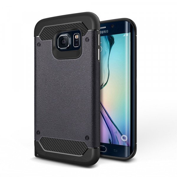 Wholesale Samsung Galaxy S6 Edge Iron Armor Hybrid Case (Black)
